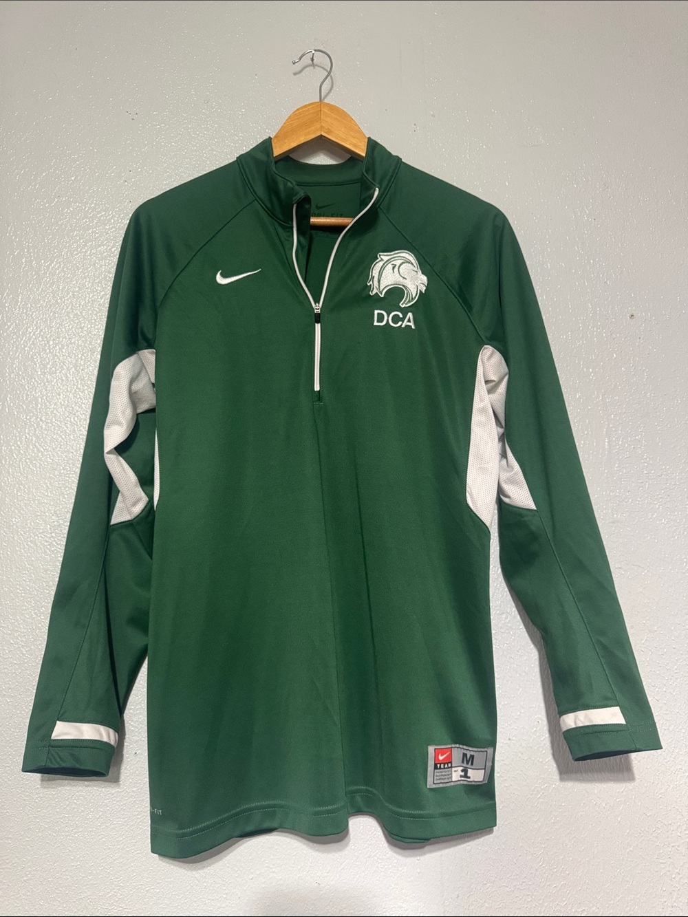Nike Dri-FIT Quarter Zip Denton Calvary Academy Lions Green Size M